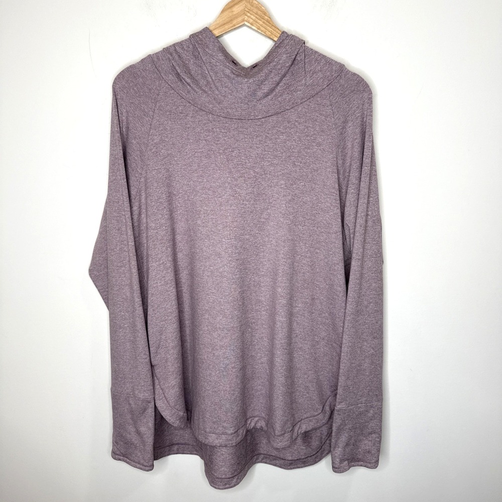 Athleta Uptempo Hoodie Pullover Purple Heather Long Sleeve Thumbhole Athletic XL